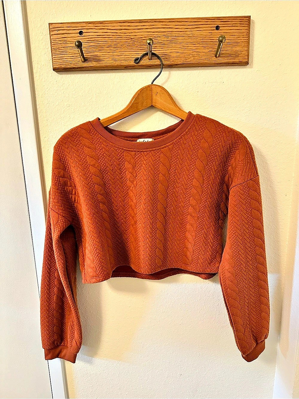 derek heart Burnt Orange Textured Crop Sweater Size Medium